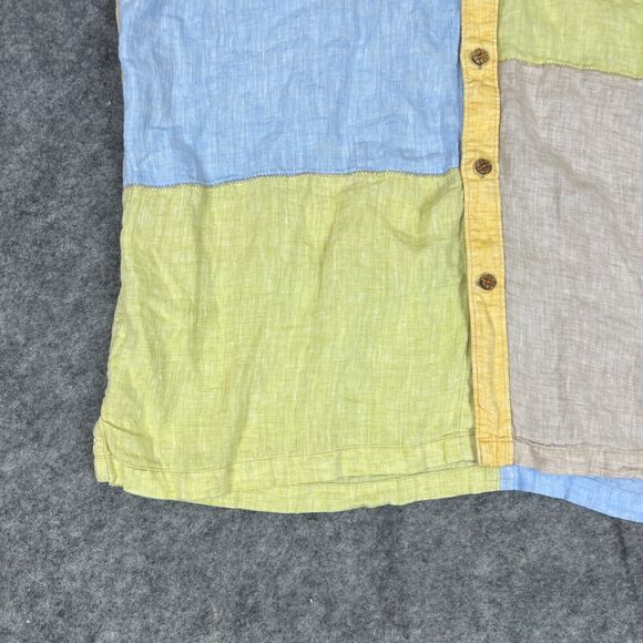Territory‎ Ahead Shirt Mens XLT Multicolored Colorblock Linen Short Sleeve Patch - Picture 3 of 14